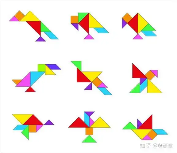 七巧板拼图图案大全,十二生肖七巧板图案