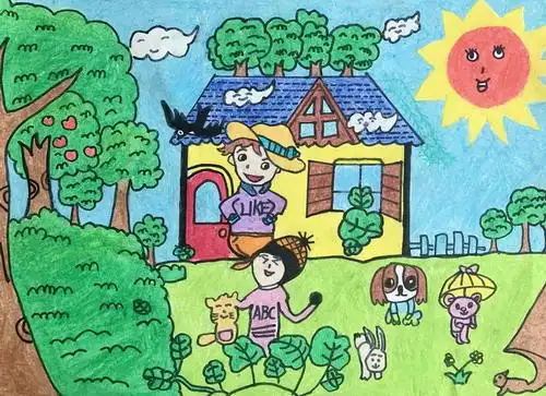 少儿书画作品-《绿色家园》/儿童书画作品《绿色家园》欣赏_中国少儿