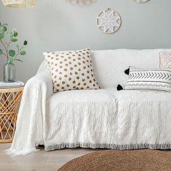 简居简洁沙发盖布四季通用沙发套罩防尘i沙发巾全盖垫子单人简约 白色