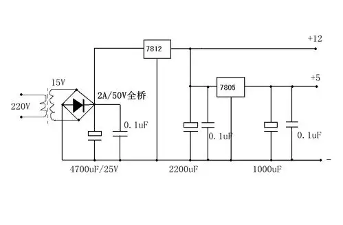 直流12v稳压电路图