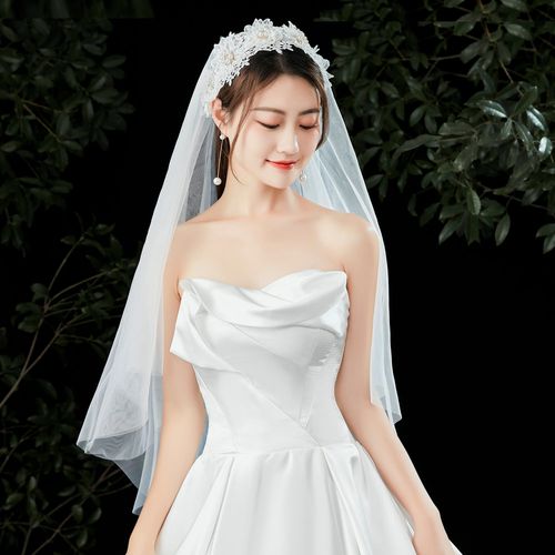 手工头纱新娘写真复古头纱韩式简约仙女头饰超仙网红影楼拍照道具