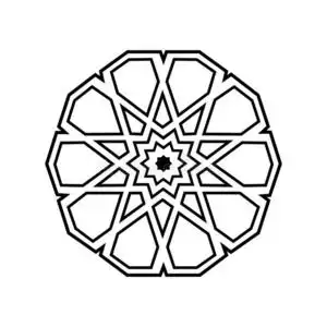 阿拉伯的几何学家绿色的万花筒无缝的边纸卷.