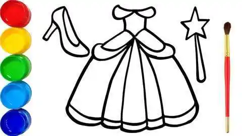 儿童学画画!萌宝亲子绘画乐园!画白雪公主的裙子!