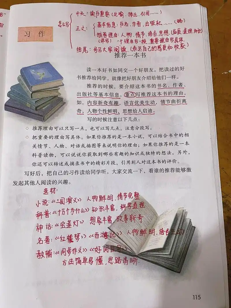 五上第八单元习作《推荐一本书》课堂笔记 今日打卡 9月3日开学,部分