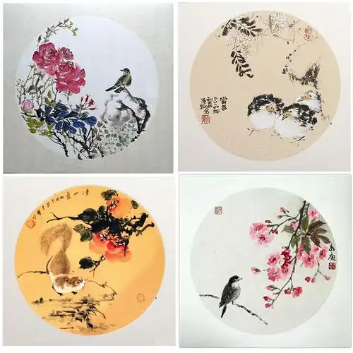 加厚国画生宣宣纸卡纸熟宣工笔画空白半生熟纸毛笔字练习用纸圆形镜片