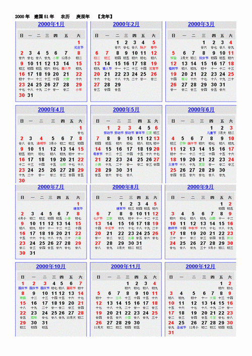 2000年—2015年日历a4打印版带农历节假日.doc 16页