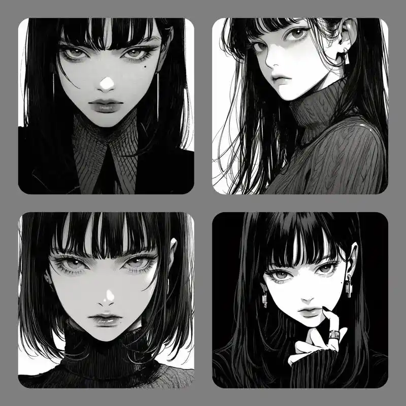 黑白冷艳御姐风动漫头像.#优质头像 #动漫女头 #小众 #二 - 抖音