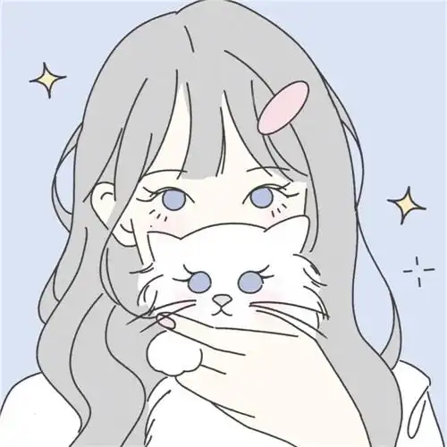 手绘清新撸猫爱猫女生头像图片