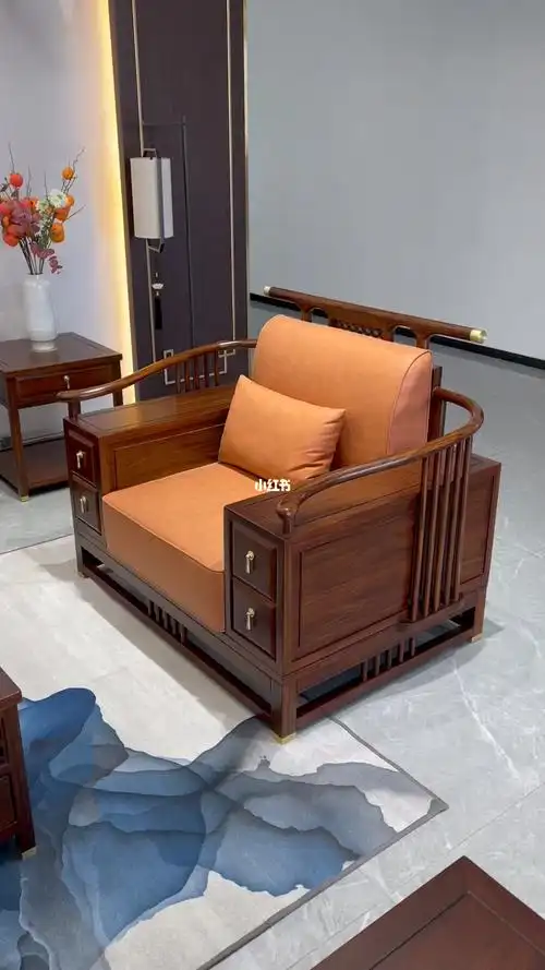 新中式官帽沙发组合科技布艺沙发