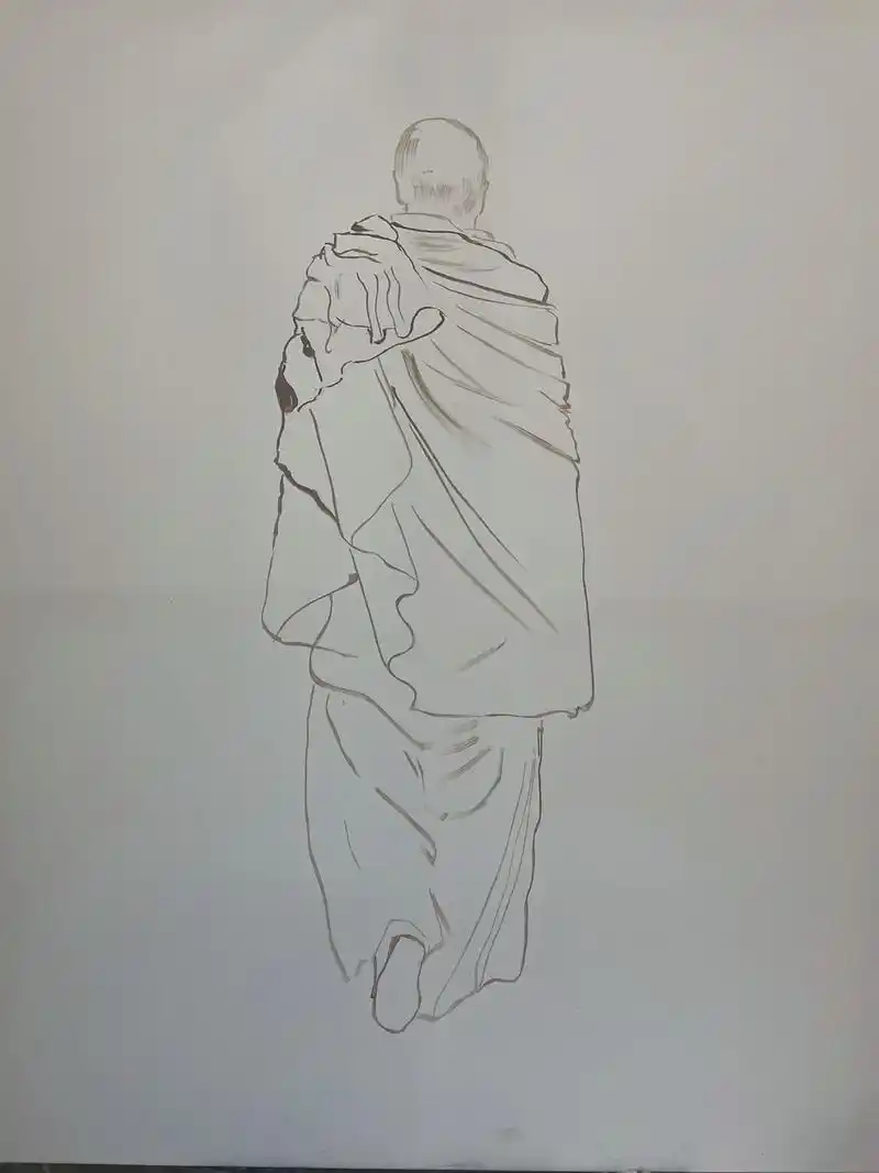 僧.他转身离开#手绘 #僧 - 抖音