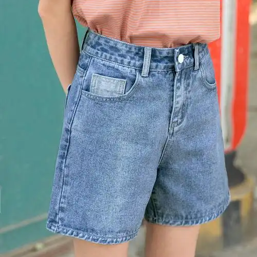 尔给chic短裤女夏2018新款韩版学生宽松裤子原宿风直筒bf牛仔裤