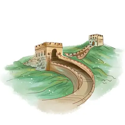 水彩长城矢量插画素材