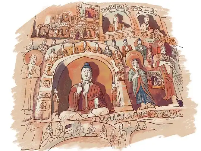 大同旅行游记插画系列