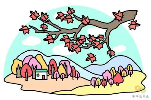 植物园秋天场景简笔画