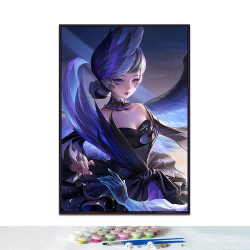 王者荣耀小乔天鹅之梦缤纷独角兽游戏人物diy数字油画手绘装饰画