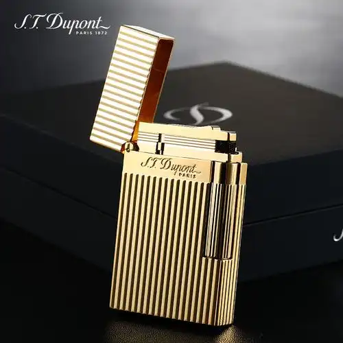 stdupont法国进口都彭打火机官方正品纯铜镀金竖条其它品牌打火机