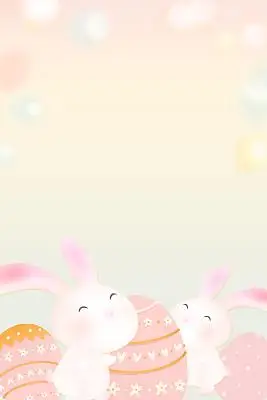 彩色渐变兔子彩蛋卡通简约清新复活节海报背景