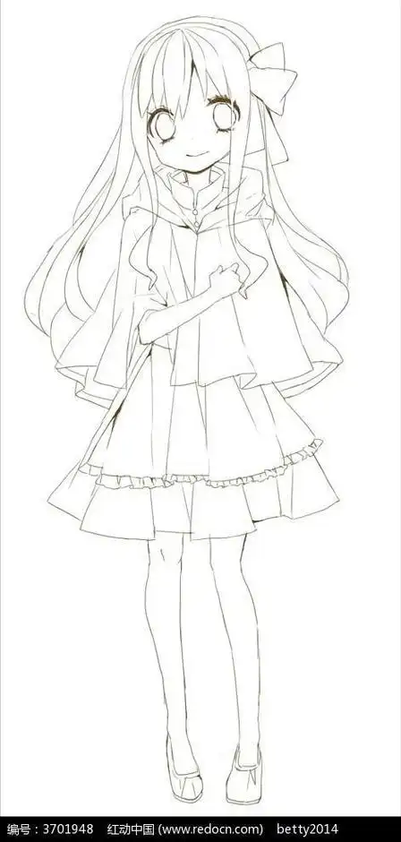 玩具的动漫二次元可爱mm线稿人物图片动漫少女简笔画绘画教程卡通女