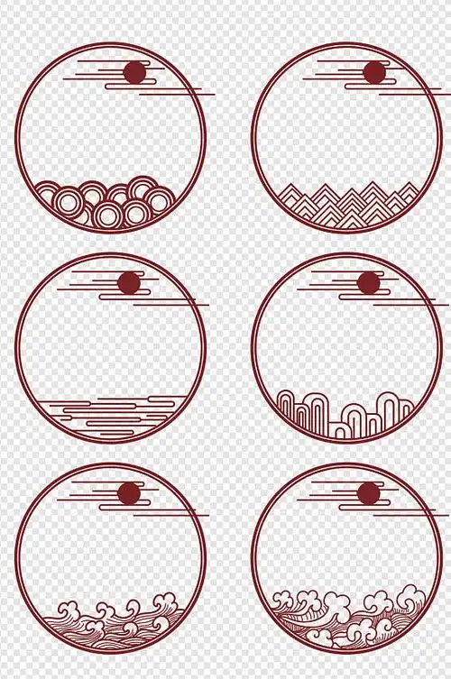 中国风祥云纹中式文化边框文本框免扣元素