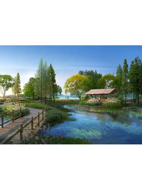 3d效果图制作景观园林绿化公园小景庭院乡村道路改造阳光房鸟瞰图