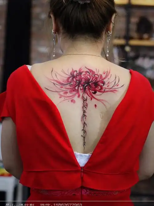 后背彼岸花_纹身图案手稿图片_洪生的纹身作品集