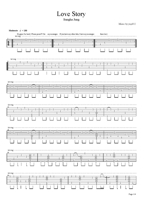 郑成河 lovestory 指弹吉他谱
