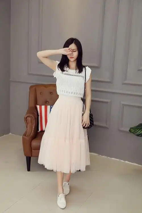 2016大摆拼接花边网纱仙女裙蓬蓬裙红毯裙公主半身纱裙8120 黑色 均码