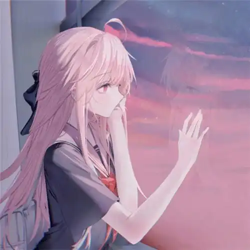 摸镜子中的自己伤感意境女生动漫头像