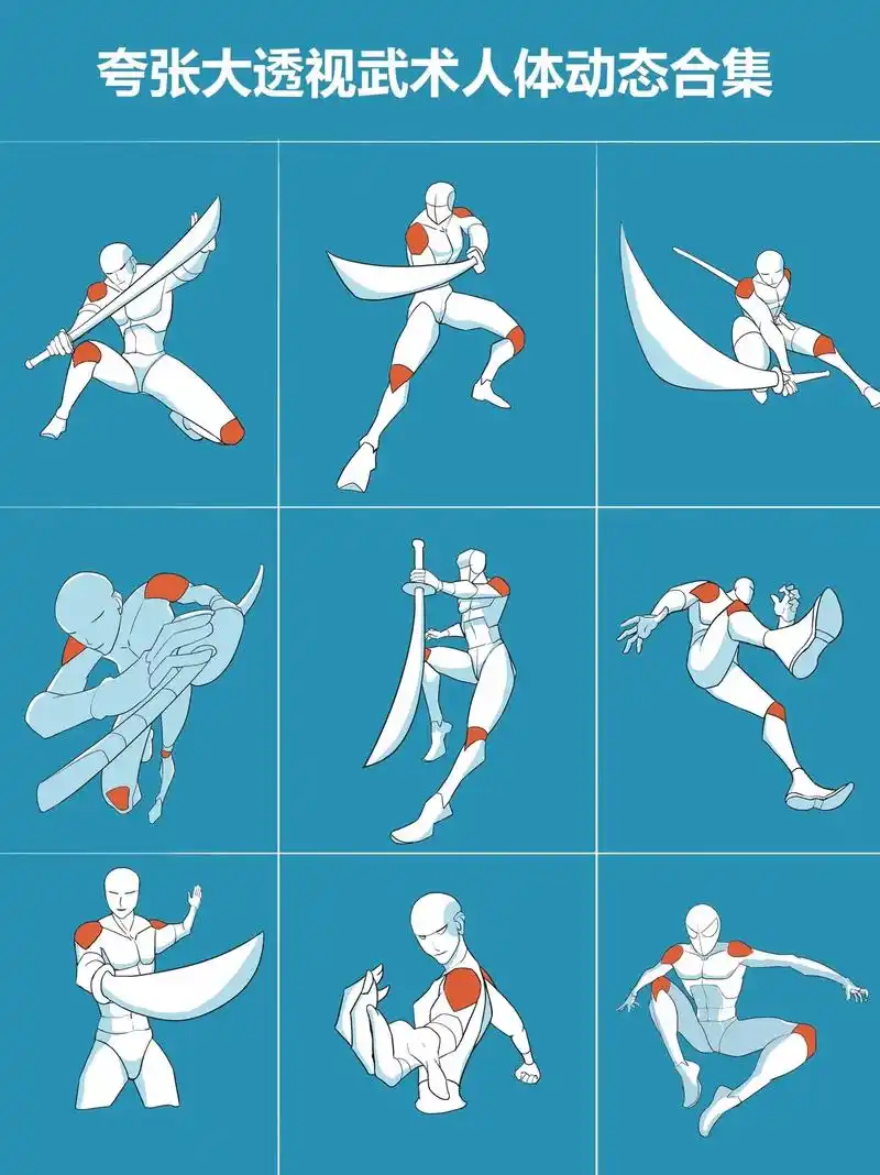 夸张大透视武术人体动态合集.#插画 #速写 #抖出我的艺术  - 抖音