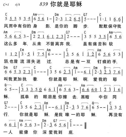 第839首 -你就是耶稣_其他乐谱_乐谱吧