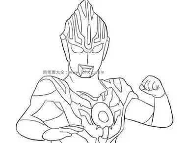欧布喝奶茶的卡通奥特曼简笔画大全站立的奥特曼战士!