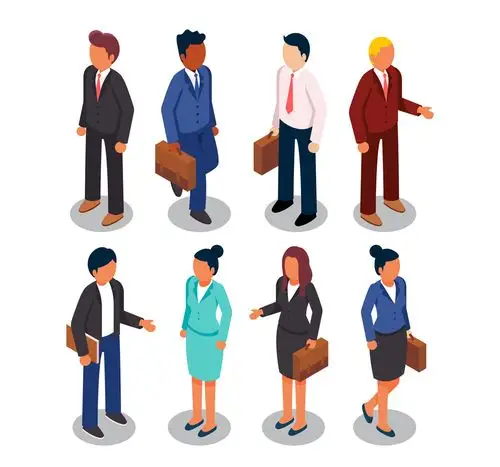 8款立体无表情商务人物矢量图