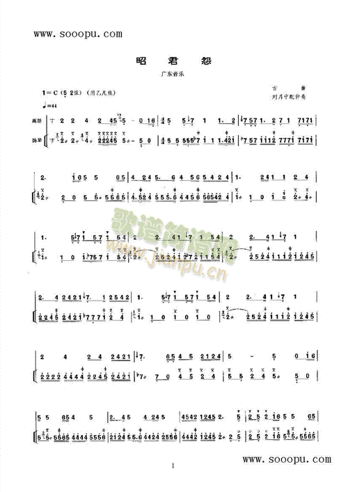 昭君怨 民乐类 二胡简谱_昭君怨 民乐类 二胡二胡曲谱曲谱_二胡曲谱