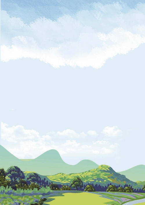 水彩蓝色天空风格信纸背景word模板【文字可编辑word格式模板】_word