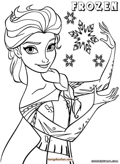 14张冰雪奇缘艾莎公主和安娜公主涂色图片下载-红豆饭小学生简笔画