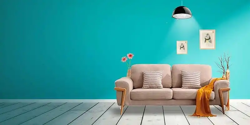 蓝色时尚品牌家具家装宣传展板设计背景