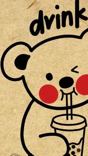 旧报风小熊奶茶壁纸