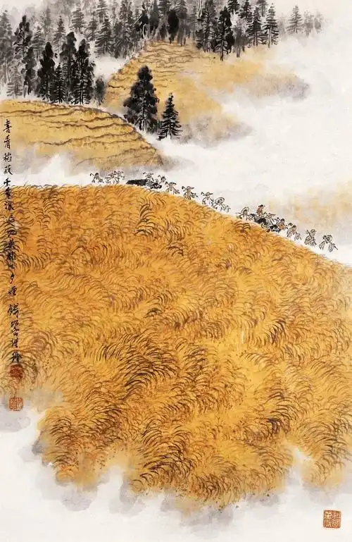 今日小满,一起来欣赏国画中的丰收场景