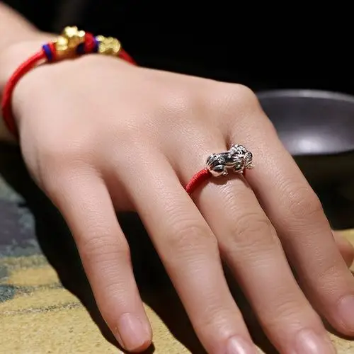 925纯银貔貅招财戒指女个性潮男活口食指指环本命年转运