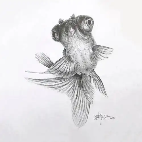 素描动物小金鱼|纯艺术|绘画|妈妈拉美术学院_原创作品-站酷zcool