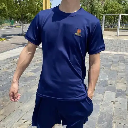 正品蓝色新款消防体能训练套装短袖短裤作训t恤