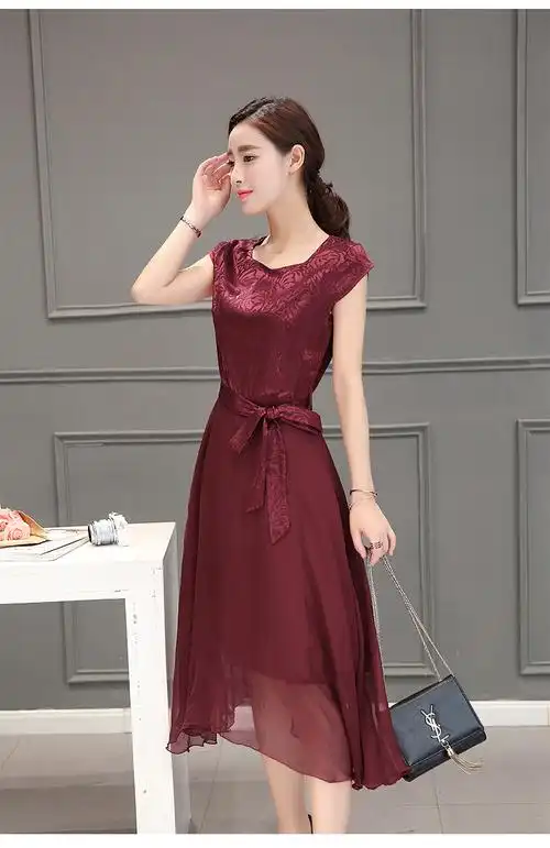 恒源祥女装特价仿真丝连衣裙含桑蚕丝阔太太遮腹减龄夏季30-40岁妈妈