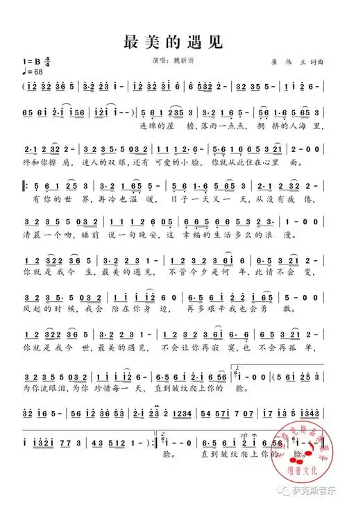 【最美的遇见】魏新雨经典歌曲(深情中音萨克斯音乐)_世界