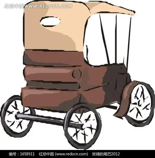 老式黄包车卡通画