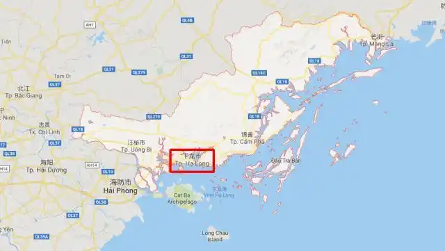 越南东北部的地区广宁省的地图