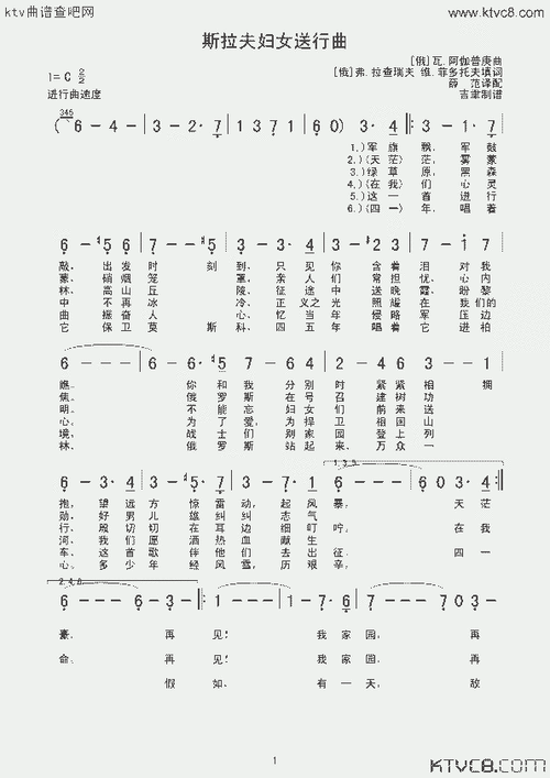 斯拉夫妇女送行曲_歌谱简谱_哆来咪123曲谱网