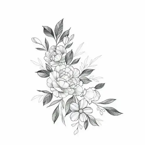 女孩子都喜欢的花纹身手稿