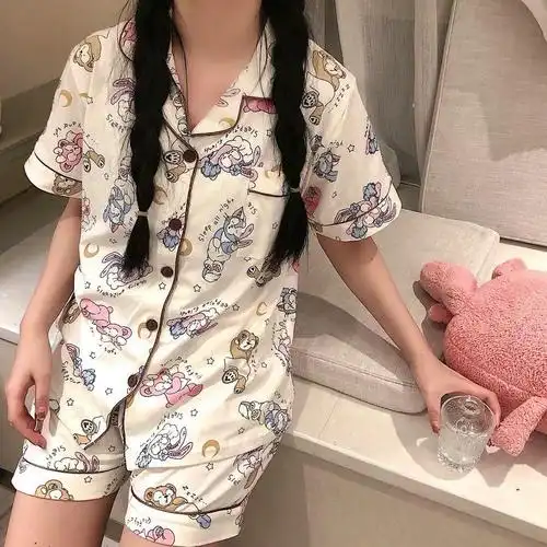 可爱星黛露睡衣夏季纯棉两件套短袖短裤女