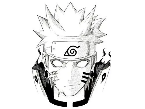 32张黑白鸣人纹身手稿图案"