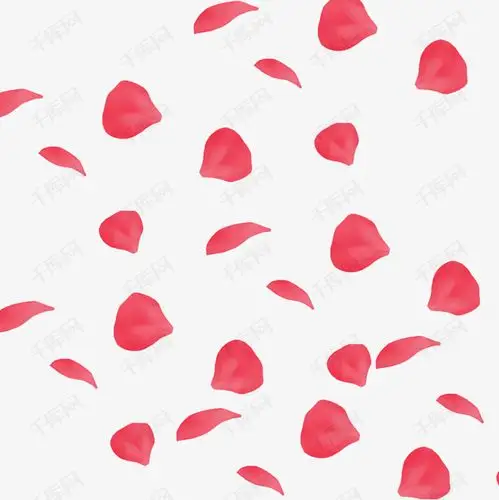 手绘漂浮玫瑰花瓣免抠图